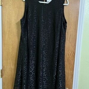 Calvin Klein Black Floral Burnout Sleeveless A-Line Dress – Size 16W